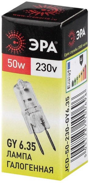 Лампа галогенная ЭРА GY6.35 50W 2700K прозрачная GY6.35-JCD-50W-230V C0027374 Лампа галогенная ЭРА GY6.35 50W 2700K прозрачная GY6.35-JCD-50W-230V C0027374