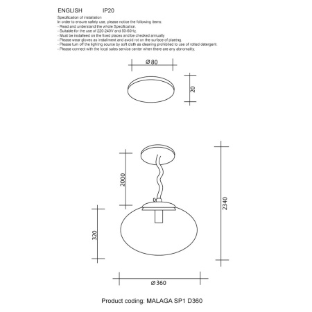 Подвесной светильник Crystal Lux Malaga SP1 D360 Chrome