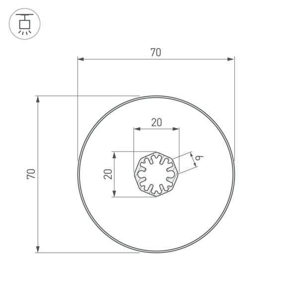 Встраиваемый профиль SL-ROUND-D70-360deg-2000 ANOD 037770