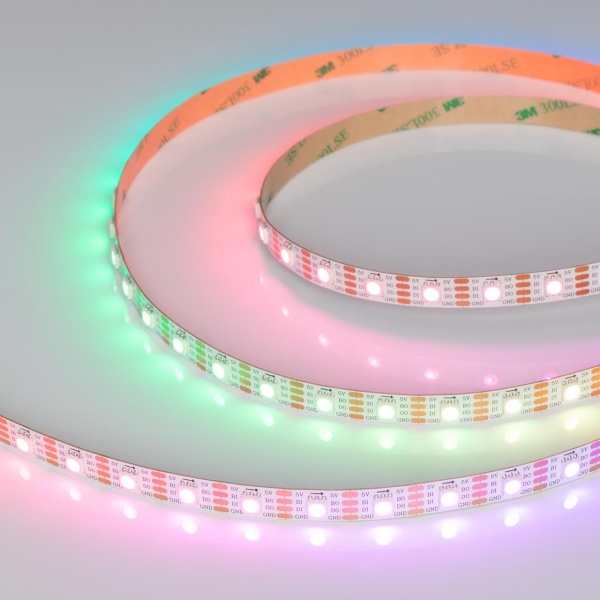 Светодиодная лента Arlight 12W/m 60Led/m 5060SMD разноцветная 5M SPI-B60-10mm 5V RGB-PX1-BPT 037855