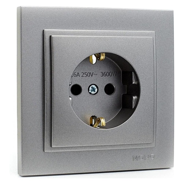 Розетка c заземлением Mono Electric Despina антрацит 102-242421-117 Розетка c заземлением Mono Electric Despina антрацит 102-242421-117