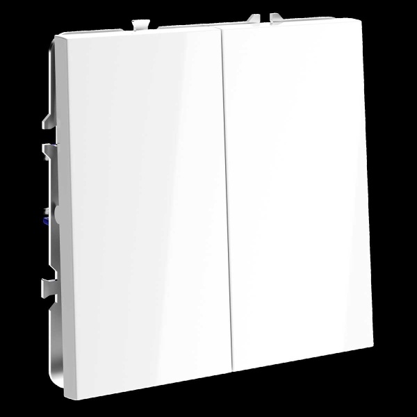 Перекрестный переключатель встраиваемый S70 двухклавишный 10А, (белый глянцевый) Voltum VLS020501