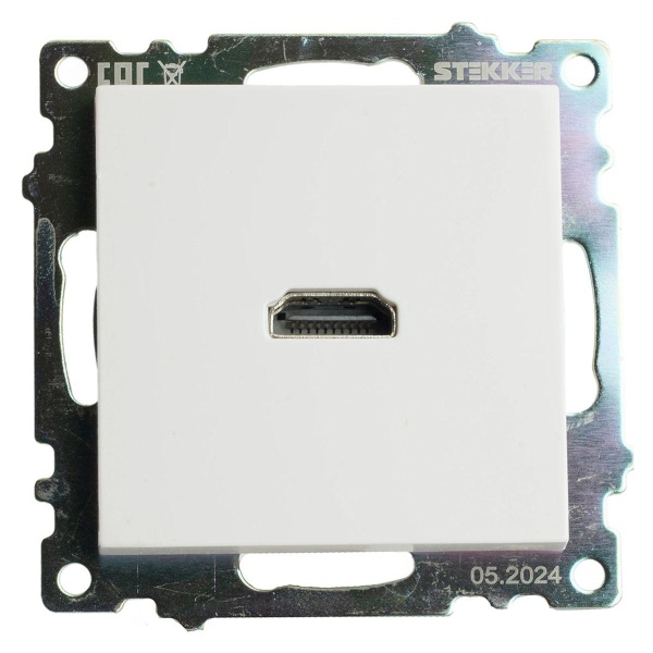 Розетка HDMI 2.1, Type A  (механизм), STEKKER GLS00-7118-01, серия Катрин, белый 50058