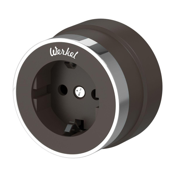Розетка с заземлением Werkel Vintage мокко матовый/хром W5871052 4690389174711 Розетка с заземлением Werkel Vintage мокко матовый/хром W5871052 4690389174711