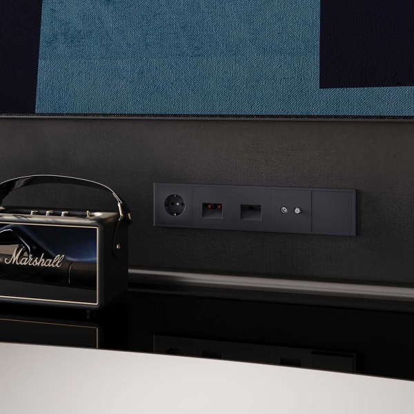 Розетка акустическая встраиваемая Voltum S70 4-местная, (графит) VLS060307