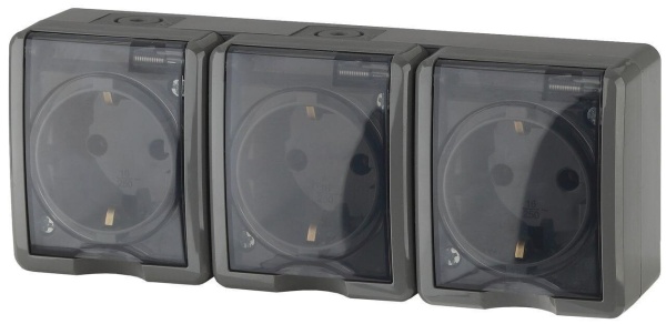 Розетка ЭРА Эксперт 3х2P+E IP54 со шторками 16A 250V 11-2406-03 Б0020723 Розетка ЭРА Эксперт 3х2P+E IP54 со шторками 16A 250V 11-2406-03 Б0020723