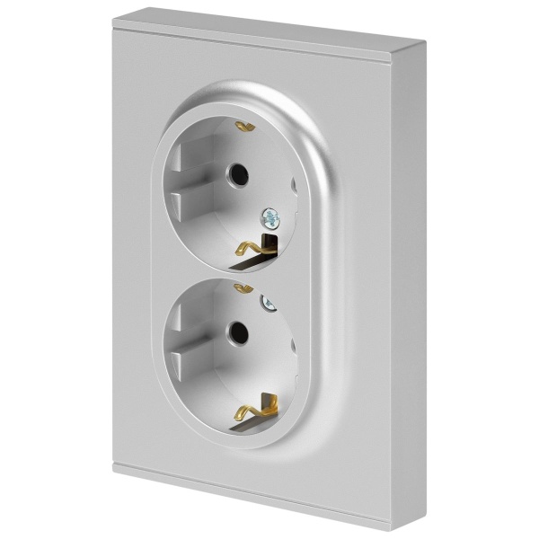 Розетка ЭРА Arktik 16-2104-03 двойная с заземлением 2X2P+E Schuko 16А-250В алюминий Б0070446