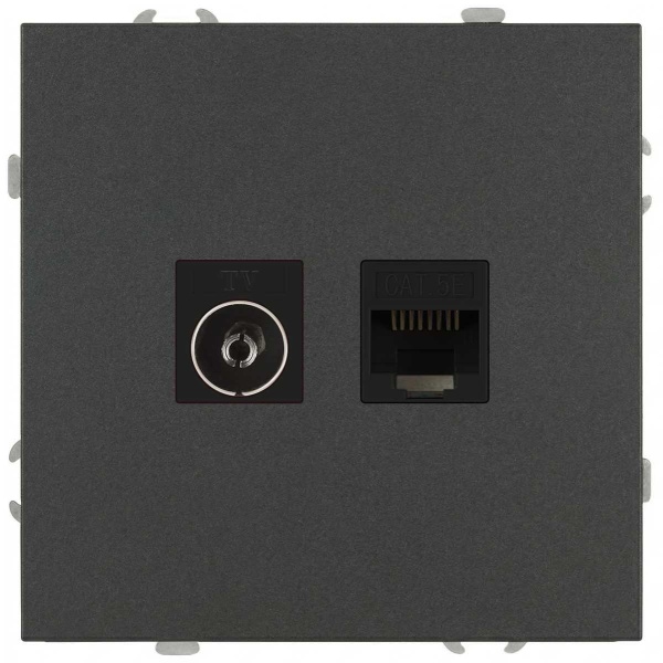 Розетка ЭРА Galaxy 15-3110-06 комбинированная RJ45+TV IP20 графит Б0070786