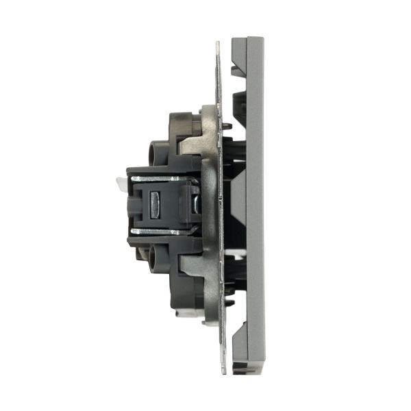 Розетка компьютерная 1-местная RJ-45 (механизм), STEKKER, серия Эмили, RST00-5117-10, платиново-серый, soft touch 49951