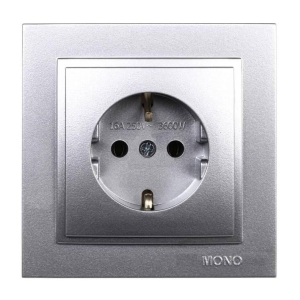 Розетка 2К+З Mono Electric Despina 16A 250V винтовое подключение серебро 102-212121-117 Розетка 2К+З Mono Electric Despina 16A 250V винтовое подключение серебро 102-212121-117