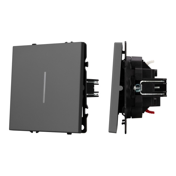 Механизм выключателя одноклавишный проходной LED SWT-NOBE-MKP1-SFPL-L-GR (230V, 10A) Arlight 054263