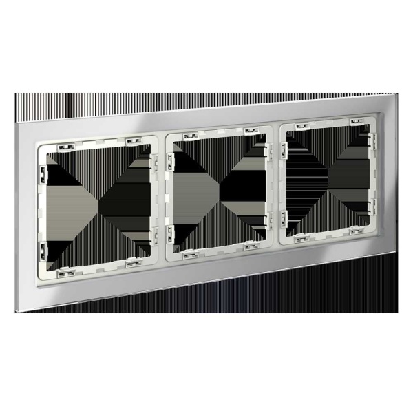 Рамка стеклянная Voltum S70 на 3 поста, (сталь, стекло) VLS110305