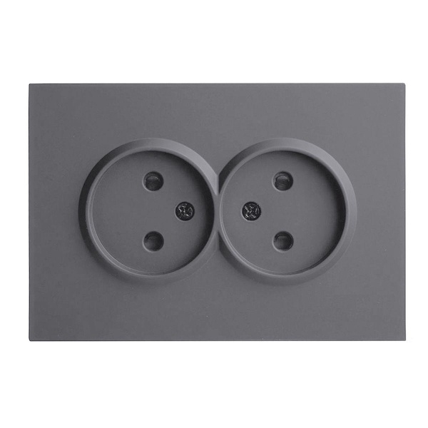 Розетка 2-местная с защитной шторкой, STEKKER, б/з, 250В, 16А, серия Эмили, RST16-5116-10 , платиново-серый, soft touch 49955