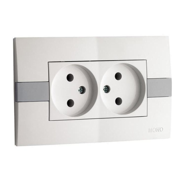 Розетка 2К двойная Mono Electric Eсо 16A 250V винтовое подключение белый 101-010105-121 Розетка 2К двойная Mono Electric Eсо 16A 250V винтовое подключение белый 101-010105-121