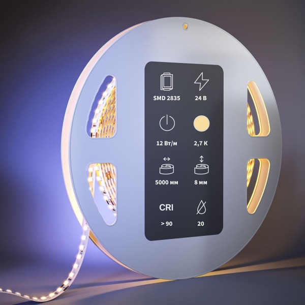 Светодиодная лента Maytoni 12W/m 160LED/m 2835SMD теплый белый 5M 201099