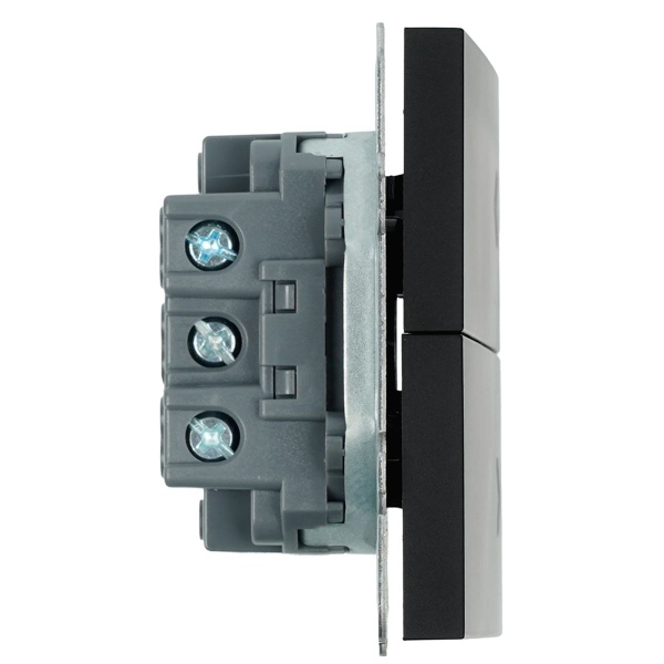 Выключатель 2-клавишный самовозвратный (механизм), Stekker, 250В, 10А Эмили, RSW10-5113-05, черный уголь, soft touch 50327