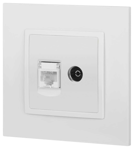 Розетка ЭРА Elegance 14-3110-01М RJ45+TV, белый матовый Б0065767