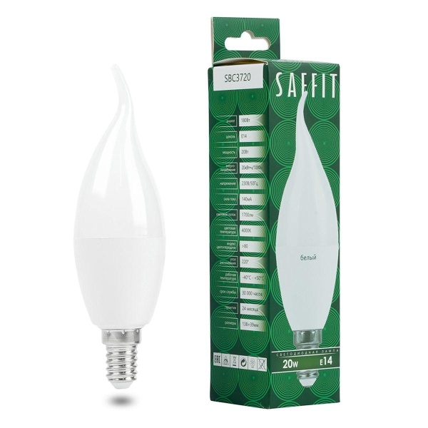 Лампа светодиодная Saffit E14 20W 4000K матовая SBC3720 55275