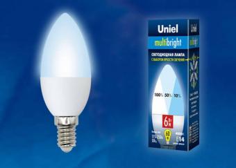 Лампа светодиодная (UL-00002374) E14 6W 4000K матовая LED-C37-6W/NW/E14/FR/MB PLM11WH
