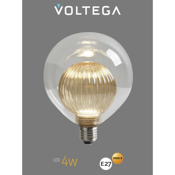 Лампа светодиодная филаментная Voltega 271 E27 4W 3000K прозрачная 8572