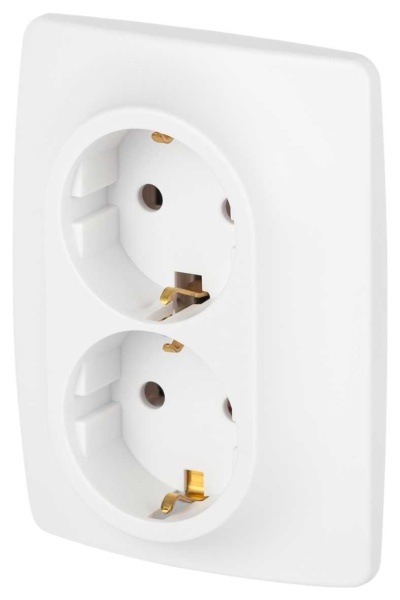 Розетка ЭРА Серия 12 12-2106-01М 2X2P+E Schuko 16А-250В белый матовый Б0065721