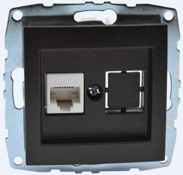 Розетка компьютерная RJ45 Mono Electric Despina/ Larissa 6 кат графит 500-002005-125 Розетка компьютерная RJ45 Mono Electric Despina/ Larissa 6 кат графит 500-002005-125