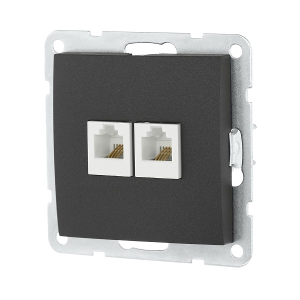 Розетка LK Studio компьютерная 2хRJ-45 кат. 5е с накладкой (черный бархат) LK60 866208-1