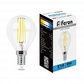 Лампа светодиодная филаментная Feron E14 9W 6400K прозрачная LB-509 38223