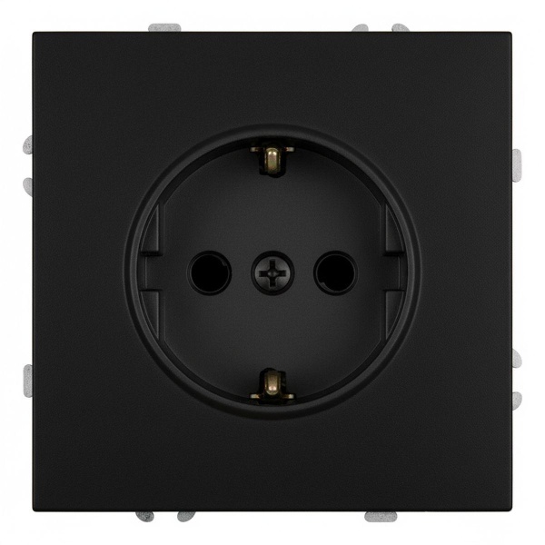 Розетка 2P+PE Stekker Эмили со шторками черный уголь RST16-5110-05 49854