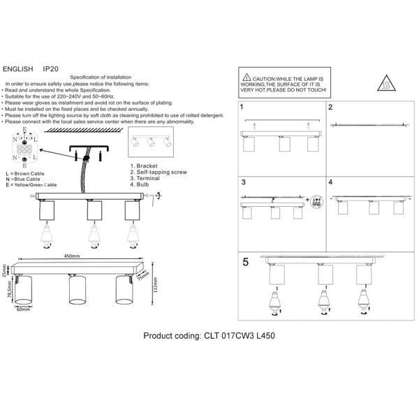 Спот Crystal Lux CLT 017CW3 L450 BL