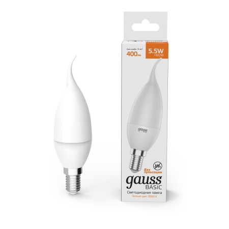 Лампа светодиодная Gauss E14 5,5W 3000К матовая 1034116