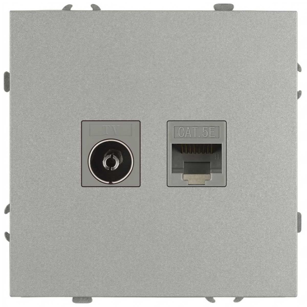 Розетка ЭРА Galaxy 15-3110-03 комбинированная RJ45+TV IP20 алюминий Б0070780
