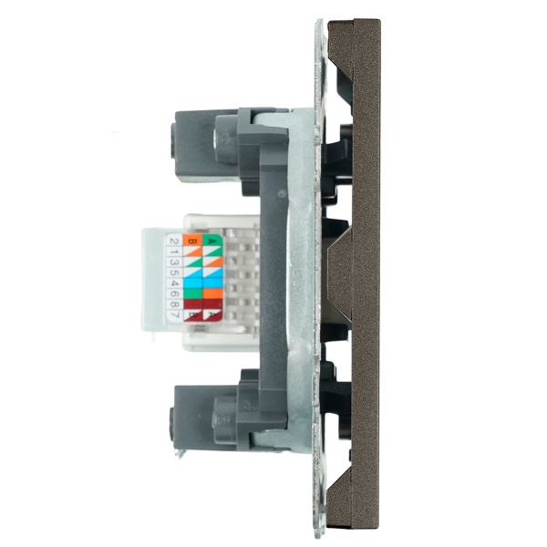 Розетка компьютерная 1-местная RJ-45 (механизм), Stekker Эмили, RST00-5117-09, антрацит, soft touch 49925