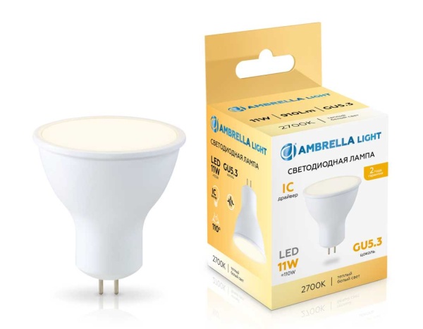 Светодиодная лампа MR16 11W 2700K Ambrella light Bulding 161103