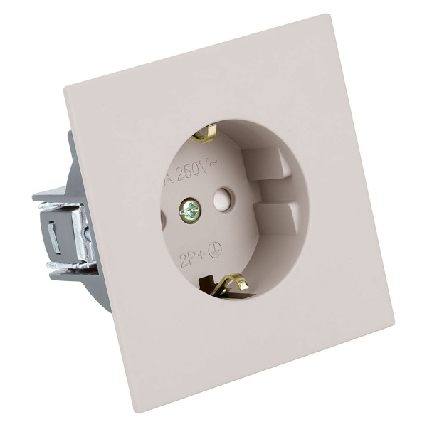 Розетка 1-местная с защитной шторкой с/з (механизм), Stekker, 250В, 16А Мия, RST16-3110-08, пудровый жемчуг 50484