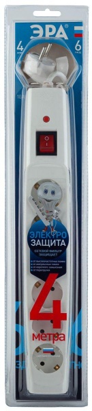 Сетевой фильтр ЭРА 6гн 4м с/з SFX-6es-4m-W Б0044025 Сетевой фильтр ЭРА 6гн 4м с/з SFX-6es-4m-W Б0044025