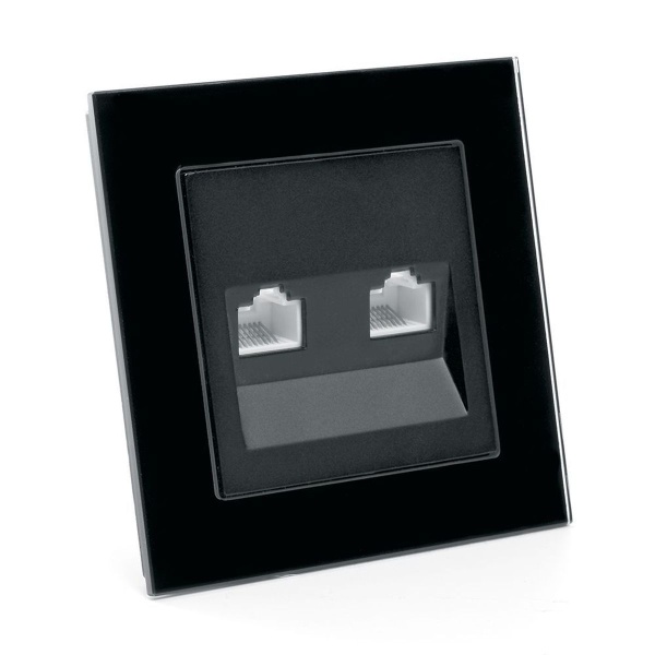 Розетка компьютерная 2-местная RJ-45 ,Stekker ,GLS00-7006-05 Катрин, черный 39509