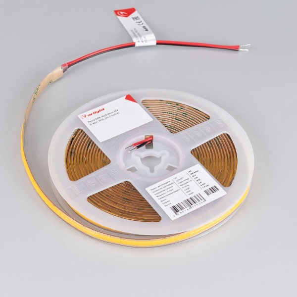 Светодиодная лента Arlight 6W/m 528Led/m CSP холодный белый 5M COB-X528-8mm 24V White6000 046885