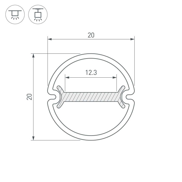 Профиль Arlight ARH-Round-D20-Dual-2000 Anod 039218