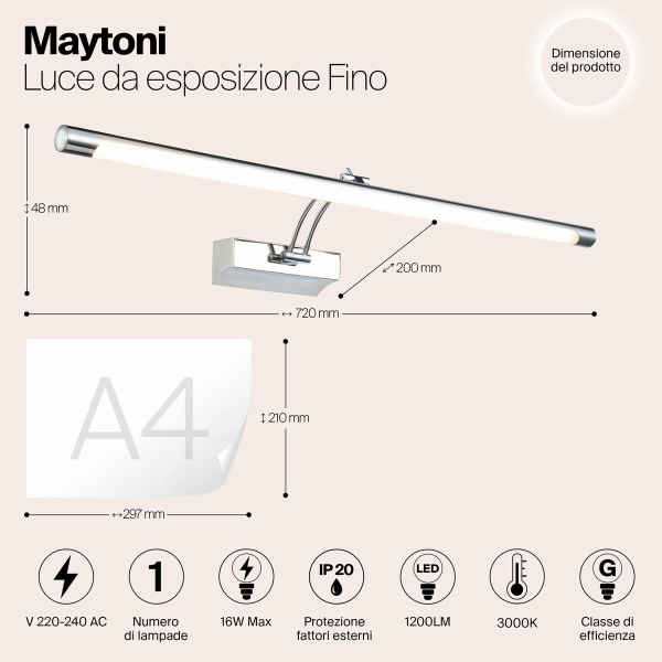 Подсветка для картин Maytoni Fino MIR003WL-L16CH Подсветка для картин Maytoni Fino MIR003WL-L16CH