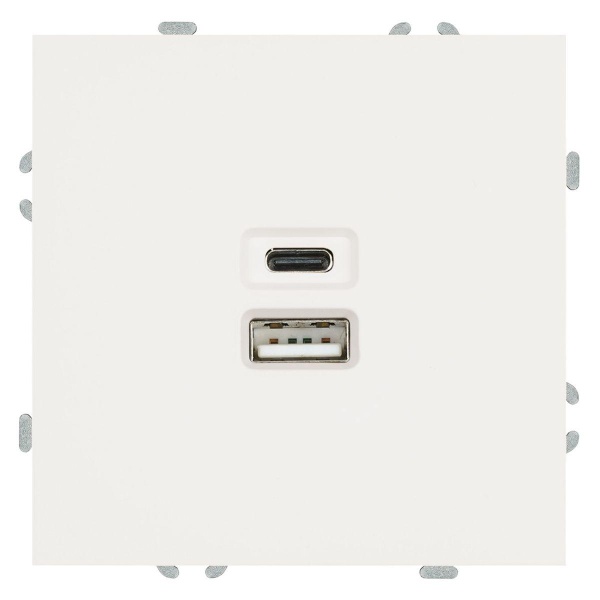 Розетка двухместная USB + Type C Stekker Эмили белый фарфор RST10-5115-01 49879