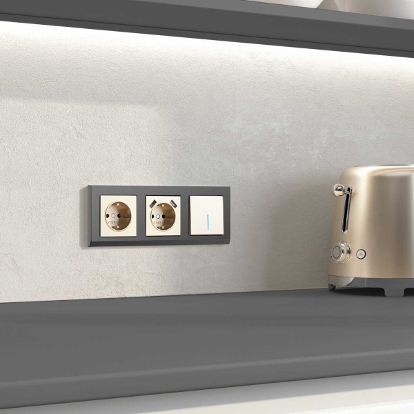 Выключатель Werkel одноклавишный с подсветкой шампань W1110111 4690389157080