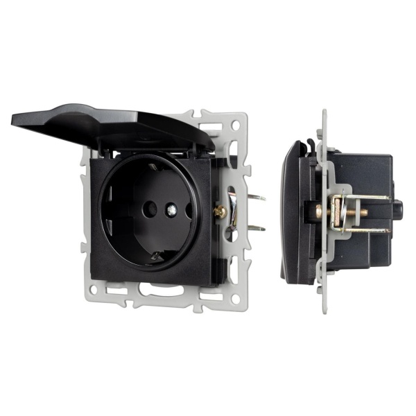 Механизм розетки влагозащищённый SCT-MCP-PL-BK (250V, 16A) Arlight 043746