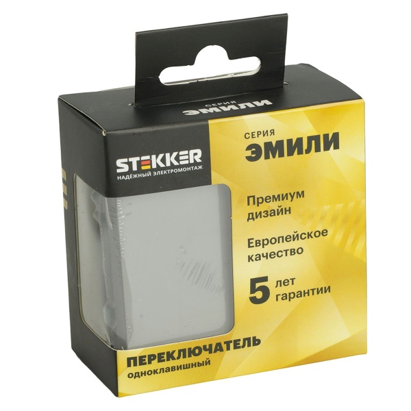 Переключатель 1-клавишный (механизм), STEKKER, 250В, 10A, серия Эмили, RSW10-5105-10, платиново-серый, soft touch 49945