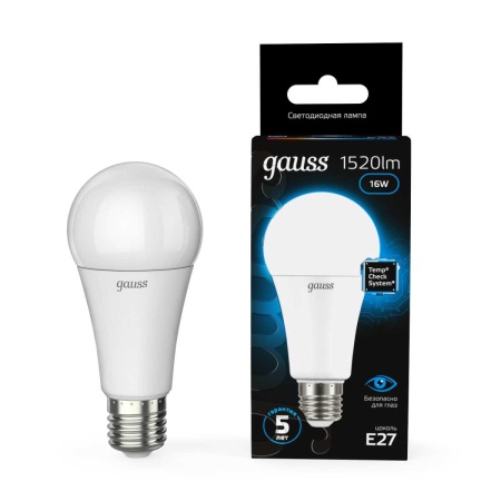 Лампа светодиодная Gauss E27 16W 6500K матовая 102502316