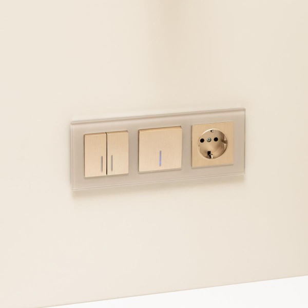 Выключатель Werkel одноклавишный проходной с подсветкой шампань рифленый W1112110 4690389160097