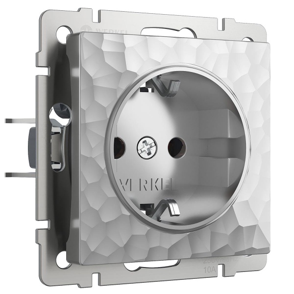 Розетка Werkel Hammer с заземлением серебряный W1271006 4690389162800 Розетка Werkel Hammer с заземлением серебряный W1271006 4690389162800