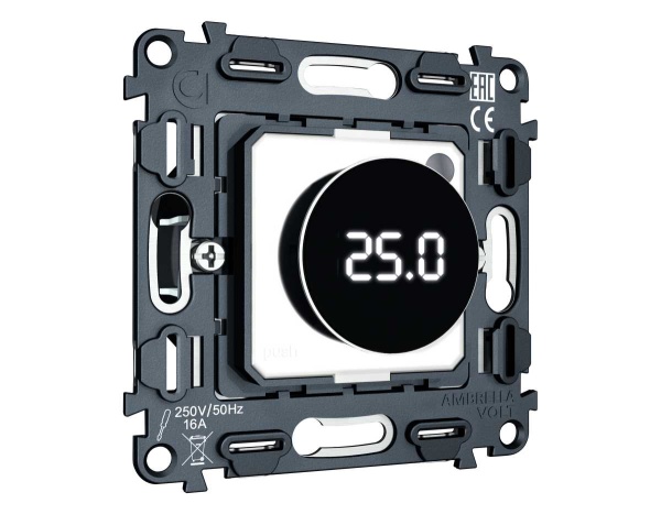 Механизм терморегулятора с цифровым дисплеем с датчиком для теплого пола с подсветкой 16A-250V QUANT (EXTRA CONTROL) VM1385