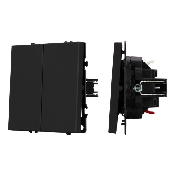 Механизм выключателя двухклавишный проходной SWT-NOBE-MKP2-SFPL-BK (230V, 10A) Arlight 054255