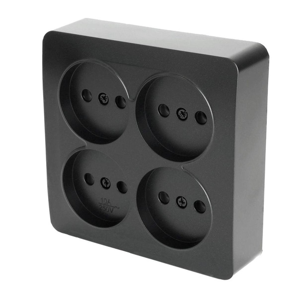 Розетка четырехместная 2P Stekker София черный матовый MST10-14S-05 49508